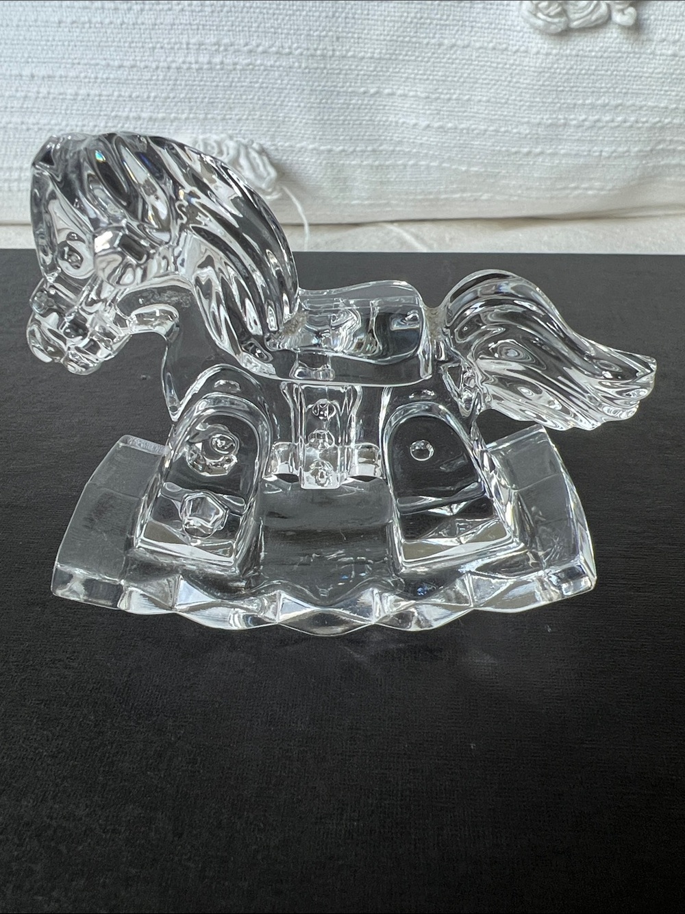 Vintage Clear Crystal Rocking Horse Figurine